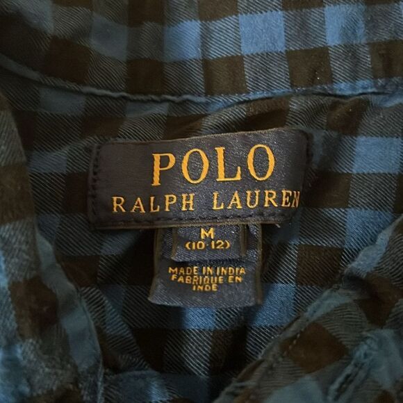 Polo Ralph Lauren Blue Black Plaid Flannel Button Down Shirt - Picture 3 of 5